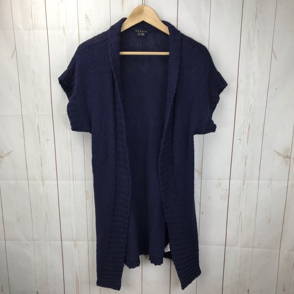 Theory Blue Octavia Cotton Wave Cardigan Size S
